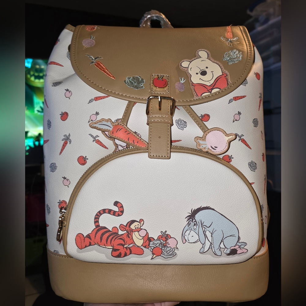 New! Disney Winnie The Pooh Veggies Allover Print Mini Backpack